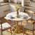27.6" Marble Round Tulip Table, Mid-Century Modern Style Dining Table with Gold Pedestal Base for 2-4 People, Featuring A Marble Tabletop for Kitchen, Dining Room, Cafe (White)