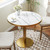 31.5" Tulip Table,Round Kitchen Dining Table for 2-4 with Thick Sintered Stone Top,Titanium Golden Pedestal Base,Heat-Resistant,Bistro Table for Dining Room,Café,Small Space（Flowing Traces）