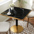 31.5" Tulip Table,Square Kitchen Dining Table for 2-4 with Thick Sintered Stone Top,Titanium Golden Pedestal Base,Heat-Resistant,Bistro Table for Dining Room,Café,Small Space（Inky Axis）
