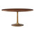 60 Inch Round Wood Dining Table with Metal Pedestal in Brass Walnut - Modern Industrial Dining Table for 6 People - Solid Wood Tulip Kitchen Table