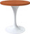 Mid-Century Modern 27 Inch Round Dining Table, MDF Wood Tabletop with White Steel Pedestal Base, Contemporary Kitchen & Dining Room, Small Space Breakfast Table, Cognac Brown