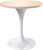 Mid-Century Modern 27 Inch Round Dining Table, MDF Wood Tabletop with White Steel Pedestal Base, Contemporary Kitchen & Dining Room, Small Space Breakfast Table, Light Natural Wood