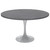 Modern 48" Round Dining Table with Sintered Stone Tabletop in White Steel Pedestal Base for Kitchen and Dining Room (Grey)