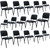 Set of 15, Black PU Leather, Stackable Office Guest Chairs, Reception Waiting Room Chairs with Padded Seat & Back, Armless No Wheels Conference Chairs for Office Meeting Lobby