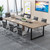 8FT Conference Table, 94.49 L x 47.24 W x 29.53 H Inches Large Meeting Podcast Table for 10 People, Business Style Wooden Training Table with Strong Metal Frame for Office Conference