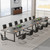 8FT Conference Table Set of 2, Large Meeting Podcast Table for 10 People, Business Style Wooden Training Table with Strong Metal Frame for Office Conference