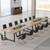 8FT Conference Table Set of 2, Large Meeting Podcast Table for 10 People, Business Style Wooden Training Table with Strong Metal Frame for Office Conference