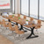 (2, Rustic Brown and Black) 10.5FT Conference Table, Modern Meeting Table for 8-10 People, Rectangle Seminar Boardroom Table for Office Conference Room with Stylish Legs 
