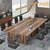 (Set of 4, Distressed Brown) 10.5FT Conference Table, Large Rectangle Meeting Seminar Table for 10-14 Person, Long Wooden Business Tables 