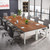 (4, Brown and White) 6.5 FT Conference Room Table, 78.74" W x 27.56" D Large Office Conference Table, Modern Seminar Meeting Table Desk for Boardroom, Meeting Room 