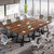 31.5" Square Conference Table Set of 6, 8 ft Industrial Office Meeting Table for 8-10 People, Business Podcast Furniture with Metal Base for Small Spaces, Office Conference, Brown 31.5" Square Conference Table Set of 6, 8 ft Industrial Office Meeting Table for 8-10 People, Business Podcast Furniture with Metal Base for Small Spaces, Office Conference, Brown