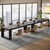 Large Conference Table Set of 2, 87-Inch Rectangular Meeting Table, Farmhouse Seminar Boardroom Desk for Office Conference Room (2, Black)