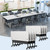 8 Pack Folding Conference Tables with Wheels,61in Flip Top Modular Conference Table,Mobile Joinable Conference Tables,Stackable Space-Saving Training Table for Office Classroom Seminar(White4)