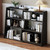 Wooden Extendable Shelf Bookcase, 3-Tier Low Bookshelf, Black, L Wooden Extendable Shelf Bookcase, 3-Tier Low Bookshelf, Black, L