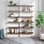 6-Shelf Tall Bookcase, Wall Mount Bookshelf with Natural Wood Finish and Industrial Metal Frame, Rustic Oak/White, Set of 2 6-Shelf Tall Bookcase, Wall Mount Bookshelf with Natural Wood Finish and Industrial Metal Frame, Rustic Oak/White, Set of 2