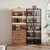 78.7" H Tall Bookcase Storage Cabinet with LED Lights and Drawers, 5 Tier Wood Storage Shelves with Glass Doors, Expandable Bookshelf Display Cabinet for Living Room, Home Office (A+B)