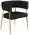 Dining Chair, Rich Black Durable Linen Textured Fabric Upholstery, Brushed Gold Metal Frame, 24" W x 21.5" D x 29.5" H, Black Dining Chair, Rich Black Durable Linen Textured Fabric Upholstery, Brushed Gold Metal Frame, 24" W x 21.5" D x 29.5" H, Black