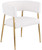 Dining Chair, Rich Cream Durable Linen Textured Fabric Upholstery, Brushed Gold Metal Frame, 24" W x 21.5" D x 29.5" H, Cream