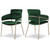 Velvet Upholstered Dining Chair with Brushed Brass Metal Frame, 22.5" W x 25.5" D x 34.5" H, Green, Set of 2