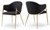 Dining Chair with Rich Black Boucle Fabric, Iron Frame in Brushed Brass Finish, 22.5" W x 24.5" D x 31.5" H, Black, Set of 2