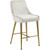 745Cream Owen Collection Modern | Contemporary Velvet Upholstered Counter Stool with Polished Gold Metal Legs, Set of 2, Cream, 23" W x 21" D x 40" H