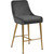 Owen Collection Modern | Contemporary Velvet Upholstered Counter Stool with Polished Gold Metal Legs, Set of 2, 23" W x 21" D x 40" H, Grey Owen Collection Modern | Contemporary Velvet Upholstered Counter Stool with Polished Gold Metal Legs, Set of 2, 23" W x 21" D x 40" H, Grey