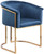Upholstered Dining Chair with Luxurious Navy Velvet, Brushed Brass Finish, Iron Metal Frame, 24.5" W x 22" D x 29.5" H, Navy