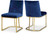 Velvet Upholstered Dining Chair with Polished Gold Metal Frame, Set of 2, 19" W x 23" D x 32" H, Navy