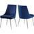 Velvet Upholstered Dining Chair with Sturdy Metal Legs, Set of 2, 19.5" W x 21.5" D x 33.5" H, Navy