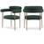 Boucle Fabric Upholstered Dining Chair with Brushed Brass Metal Frame, 28.5" W x 24" D x 31.5" H, Green, Set of 2