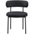 Boucle Fabric Upholstered Dining Chair with Matte Black Metal Frame, 22" W x 21" D x 30" H, Black, Set of 2