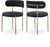 Dining Chair, Soft Black Vegan Leather Seat, Boucle Back, Brushed Brass Iron Frame, 22" W x 21" D x 30" H, Black, Set of 2 Dining Chair, Soft Black Vegan Leather Seat, Boucle Back, Brushed Brass Iron Frame, 22" W x 21" D x 30" H, Black, Set of 2