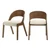 Mid-Century Modern Dining Chair, Soft Beige Linen Textured Polyester Fabric, Walnut Veneer, Wood Legs, 19.88" W x 23.03" D x 30.20" H, Beige, Set of 2