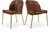Dining Chair, Soft Brown Vegan Leather, Brushed Iron Legs, Rounded Double Cushion Back, 22" W x 23" D x 31" H, Brown, Set of 2 Dining Chair, Soft Brown Vegan Leather, Brushed Iron Legs, Rounded Double Cushion Back, 22" W x 23" D x 31" H, Brown, Set of 2