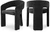 Dining Chair with Soft Black Plush Fabric, Curved Back, 24" W x 22" D x 30" H, Black(Set of 2)