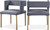 Upholstered Dining Chair with Unique Squared Back and Sturdy Iron Legs, Set of 2, Grey Velvet, Gold, 23" W x 21" D x 30" H