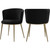 Upholstered Dining Chair with Rounded Back and Sturdy Iron Legs, Set of 2, 23.5" W x 23.5" D x 30" H, Black Velvet, Gold