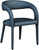 Vegan Leather Upholstered Dining Chair with Rounded Back, 23.5" W x 22" D x 31" H, Navy