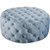 Velvet Upholstered Ottoman/Bench with Deep Button Tufting, Solid Wood Frame, Sky Blue, 36" W x 36" D x 16.5" H