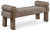 Upholstered Bench with Soft Brown Fabric, Rounded Pillow Arms, 55" W x 19.5" D x 23.5" H, Brown