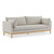 Mid-Century Modern Linen Textured Fabric Upholstered Sofa, Beige Linen Textured Fabric, Natural Finish Wood Base, 89.5" W x 33.5" D x 33" H, Beige