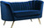 Velvet Upholstered Loveseat with Deep Channel Tufting and Rich Gold Stainless Steel Legs, Navy, 65" W x 30" D x 33" H