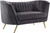 Velvet Upholstered Loveseat with Deep Channel Tufting and Rich Gold Stainless Steel Legs, Grey, 65" W x 30" D x 33" H Velvet Upholstered Loveseat with Deep Channel Tufting and Rich Gold Stainless Steel Legs, Grey, 65" W x 30" D x 33" H