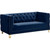 Loveseat with Deep Button Tufting, Gold Nailhead Trim and Sturdy Gold Iron Legs, Navy Velvet, 66" W x 34" D x 30" H Loveseat with Deep Button Tufting, Gold Nailhead Trim and Sturdy Gold Iron Legs, Navy Velvet, 66" W x 34" D x 30" H