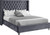 Aiden Collection Modern | Contemporary Velvet Upholstered Bed with Deep Button Tufting, Solid Wood Frame, and Custom Chrome Legs, King, Grey