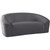 Velvet Upholstered Loveseat with Rounded Contemporary Design, Grey, 71" W x 35.5" D x 29.5" H