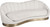 Velvet Upholstered Shell Shaped Chair with Brushed Gold Stainless Steel Base, 90" W x 40.75" D x 32" H, Cream