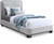 B1202Grey-T Nolita Collection Modern | Contemporary Twin Bed with Soft Light Grey Durable Linen Textured Fabric, Solid Wood Black Finish, 43" W x 83" D x 47.5" H, Grey, Twin