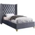 Barolo Collection Modern | Contemporary Velvet Upholstered Wing Designed Bed with Deep Detailed Tufting, Gold Nailhead Trim and Legs, Twin, Grey