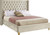 Barolo Collection Modern | Contemporary Velvet Upholstered Wing Designed Bed with Deep Detailed Tufting, Gold Nailhead Trim and Legs, Queen, Cream Barolo Collection Modern | Contemporary Velvet Upholstered Wing Designed Bed with Deep Detailed Tufting, Gold Nailhead Trim and Legs, Queen, Cream